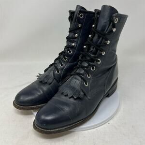 Justin Women's Black Kiltie Roper Ankle Boots Size 6